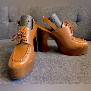 NWOB INERTA SLINGBACK PLATFORM CLOG IN WARM CARAMEL